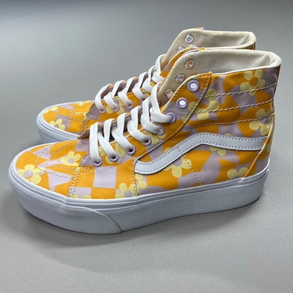 VANS Shoes Womens 8.5 purple orange checkerboard sk8-hi platform high top retro - Picture 4 of 14